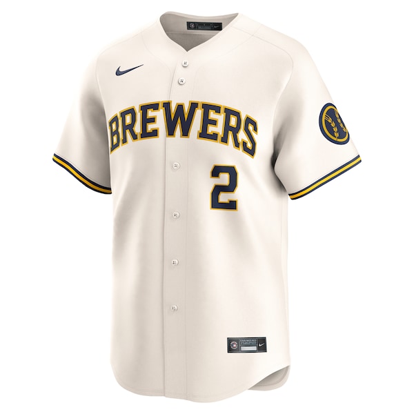 Brice Turang Milwaukee Brewers Nike Home Limited Player Jersey - Cream - Image 2
