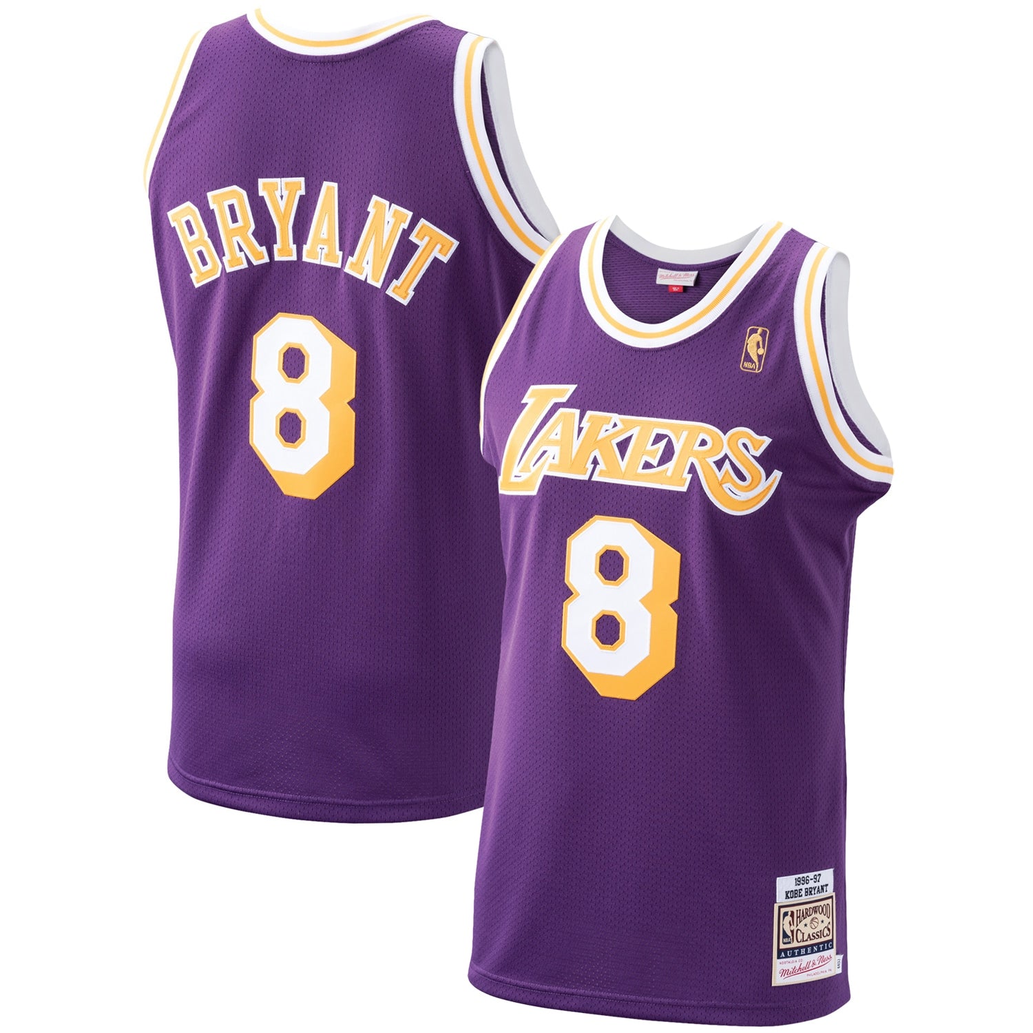 Men's Los Angeles Lakers Kobe Bryant Royal 1996-97 Hardwood Classics Authentic Player Jersey- Blue/Gold/Purple - Image 8