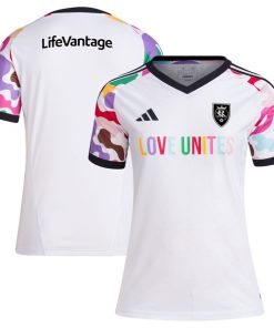 Real Salt Lake adidas Women's 2024 Pride Pre-Match Top - White