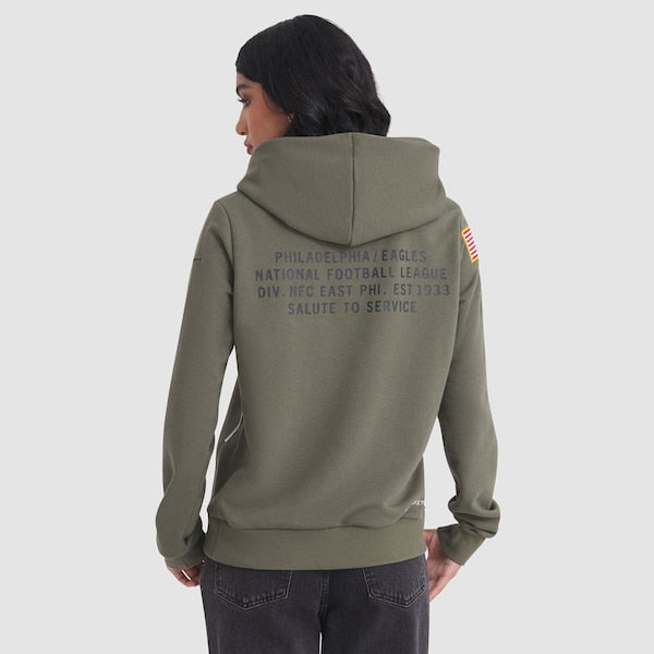 Philadelphia Eagles Nike Women's 2025 Salute to Service Sideline Standard Issue Dri-FIT Hoodie - Olive - Image 3