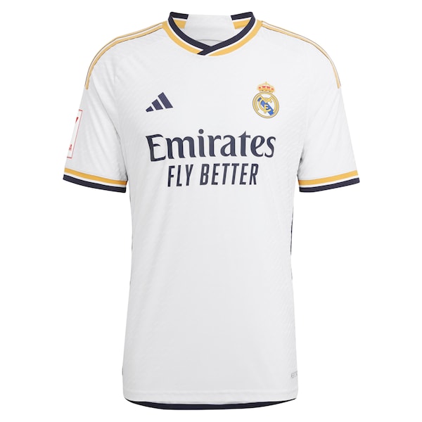 Eduardo Camavinga Los Merengues adidas 2023/24 Home Authentic Jersey - White/Navy - Image 3