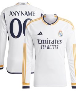 Los Merengues adidas 2023/24 Home Replica Custom Long Sleeve Jersey - White