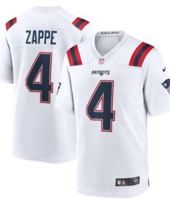 Alternative view of Bailey Zappe New England Patriots Nike Game Player Jersey - White/Navy/Red