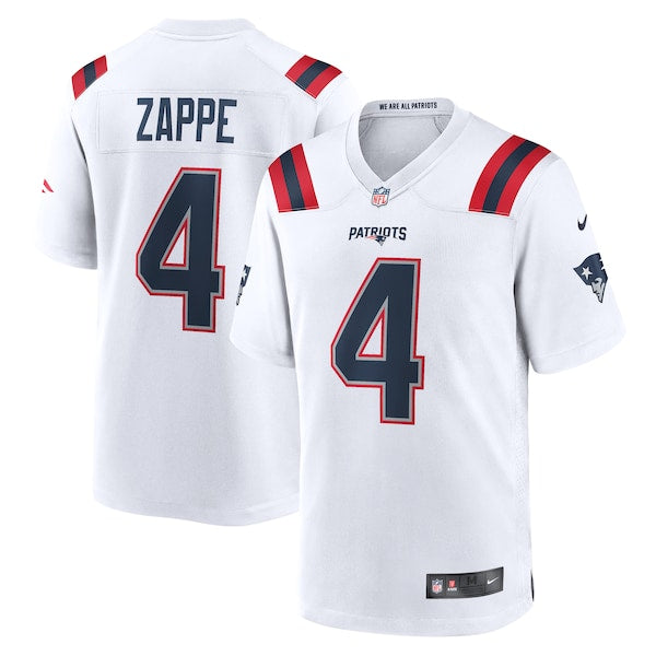 Bailey Zappe New England Patriots Nike Game Player Jersey - White/Navy/Red - Image 2