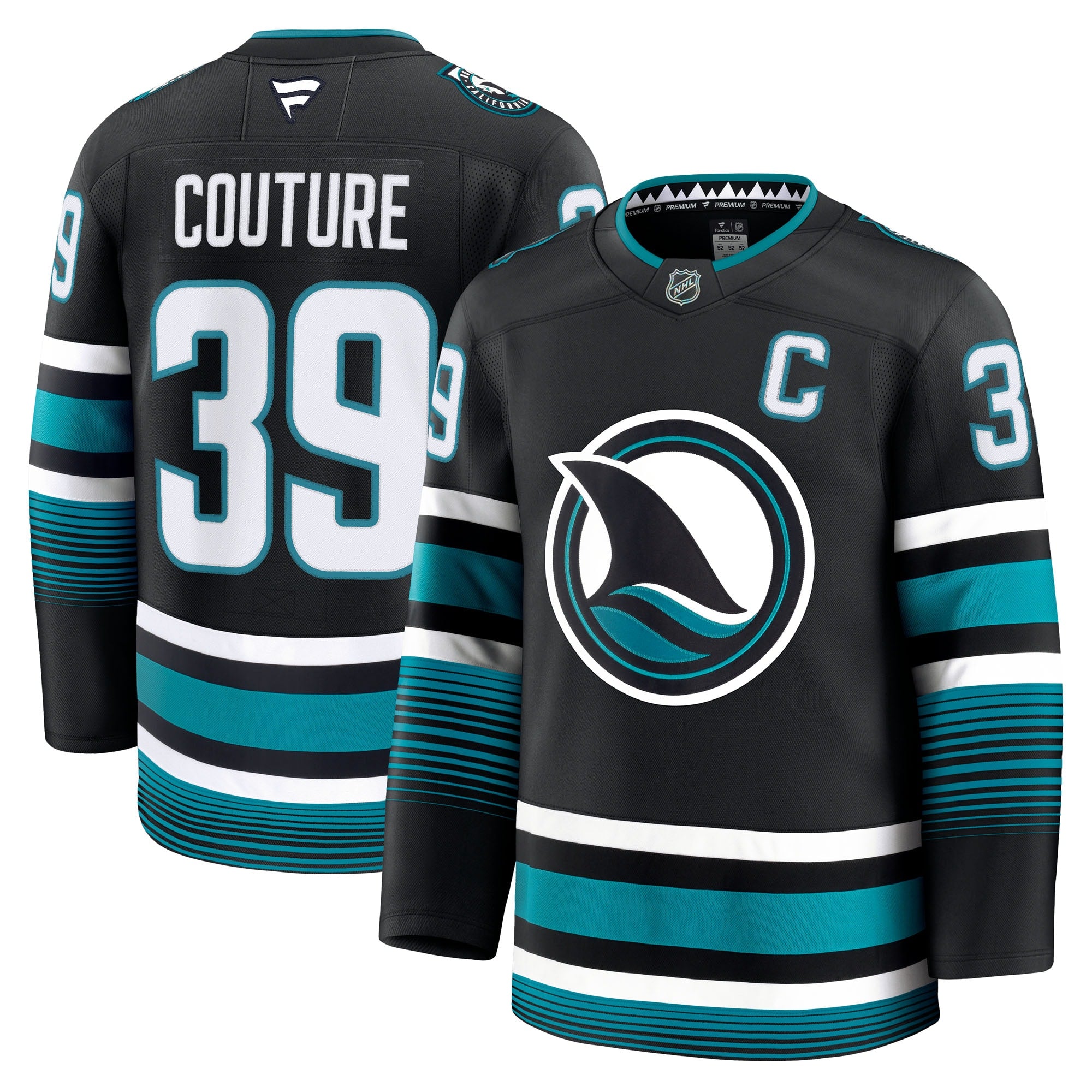 Logan Couture San Jose Sharks Home Premium Jersey - Teal/Black - Image 7
