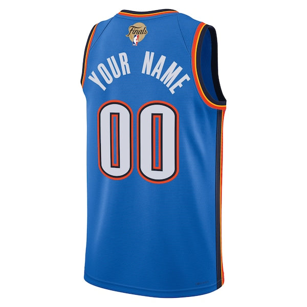 Oklahoma City Thunder Nike Unisex 2025 NBA Finals Patch Custom Swingman Jersey - Blue - Icon Edition - Image 3