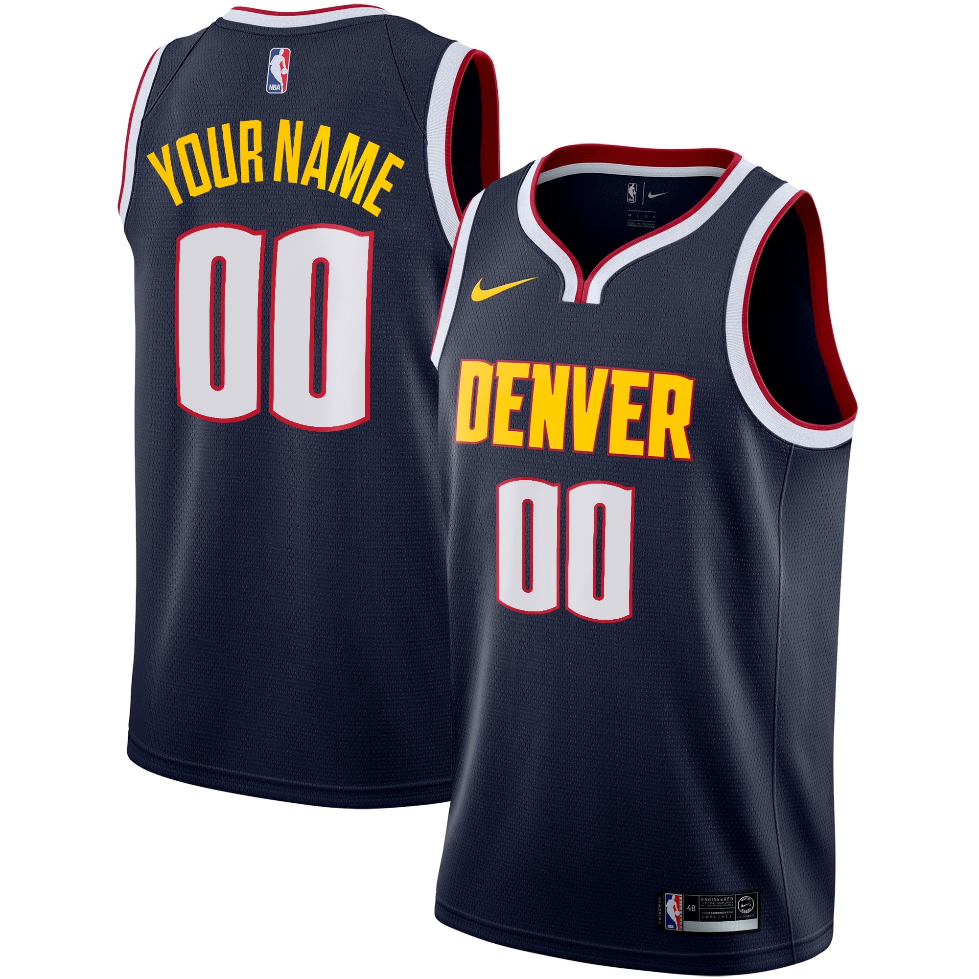 Denver Nuggets Nike Swingman Custom Jersey - Association Edition - White/Navy - Image 5