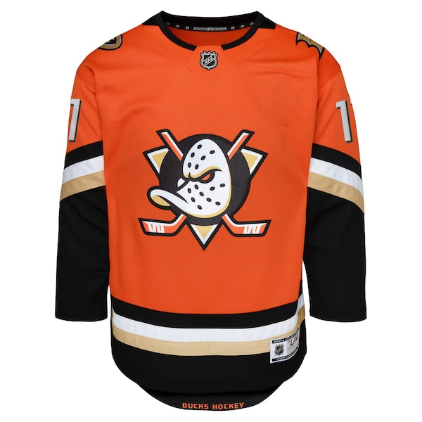 Trevor Zegras Anaheim Ducks Youth Premier Player Jersey - Orange/Black - Image 3