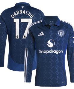 Alejandro Garnacho Manchester United adidas 2024/25 Away Replica Long Sleeve Player Jersey - Navy