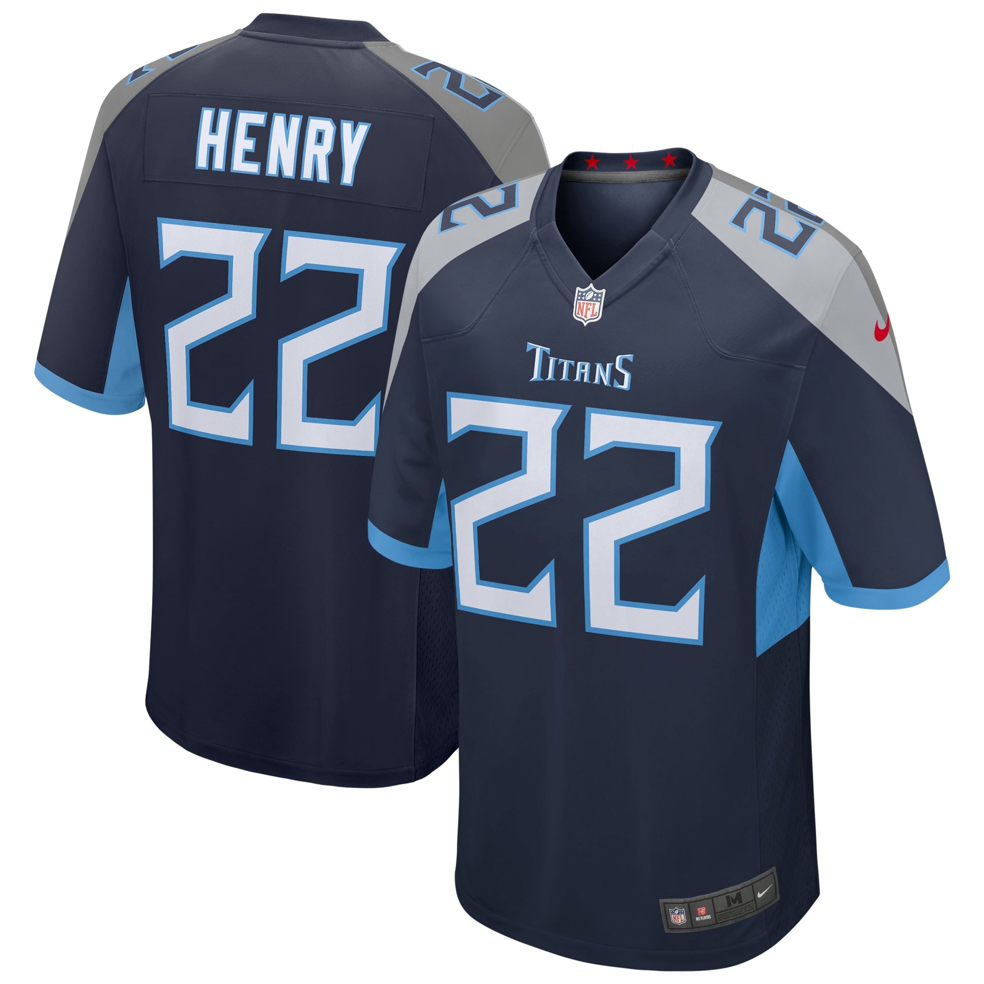 Derrick Henry Tennessee Titans Nike Oilers Throwback Alternate Game Player Jersey - Light Blue/Navy - Image 6