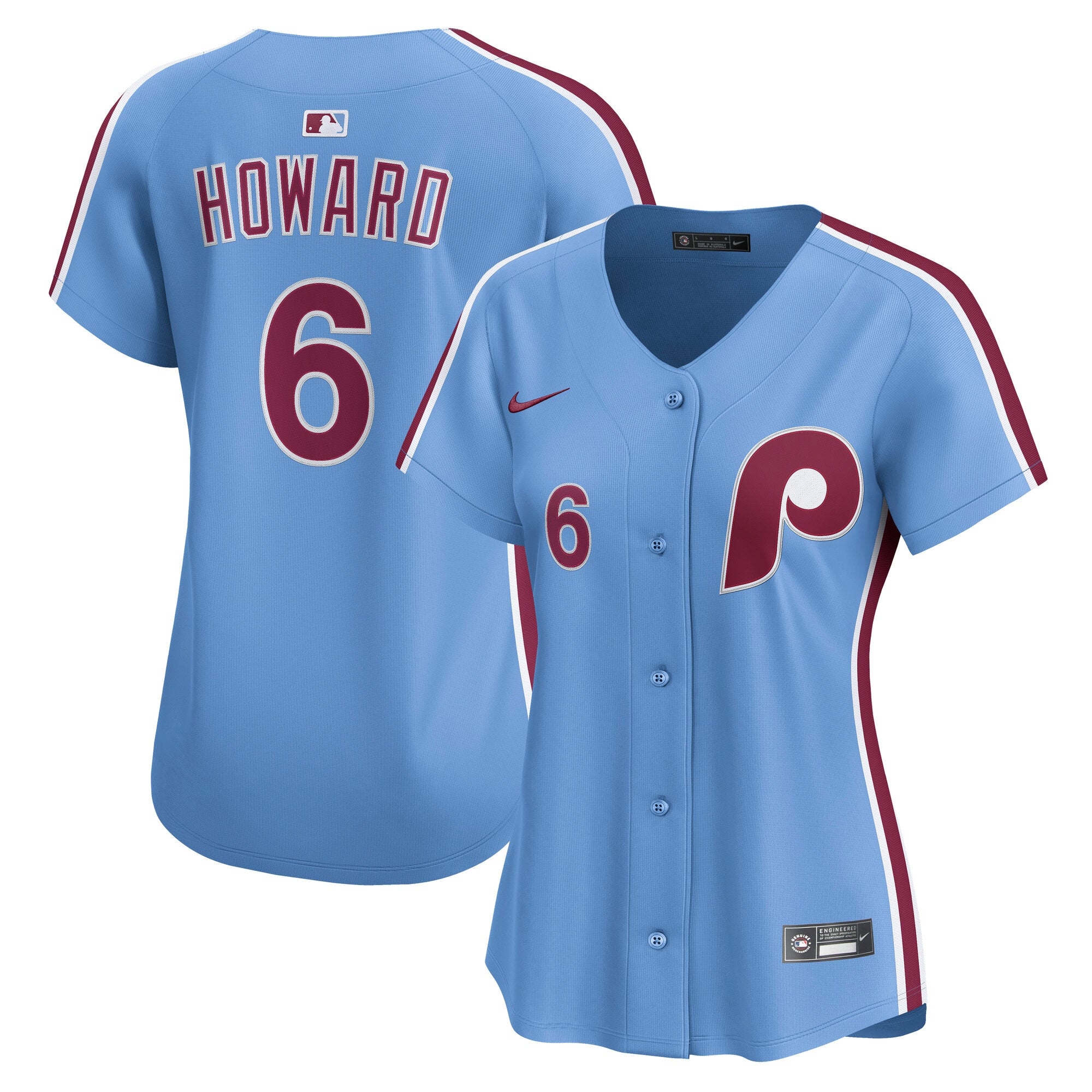 Ryan Howard Philadelphia Phillies Nike Women's Alternate 2 Limited Jersey?ยจC Cream/Light Blue/White - Image 10