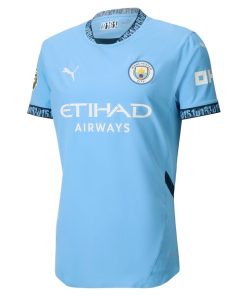 Alternative view of Kevin De Bruyne Manchester City Puma 2024/25 Home Authentic Player Jersey - Light Blue