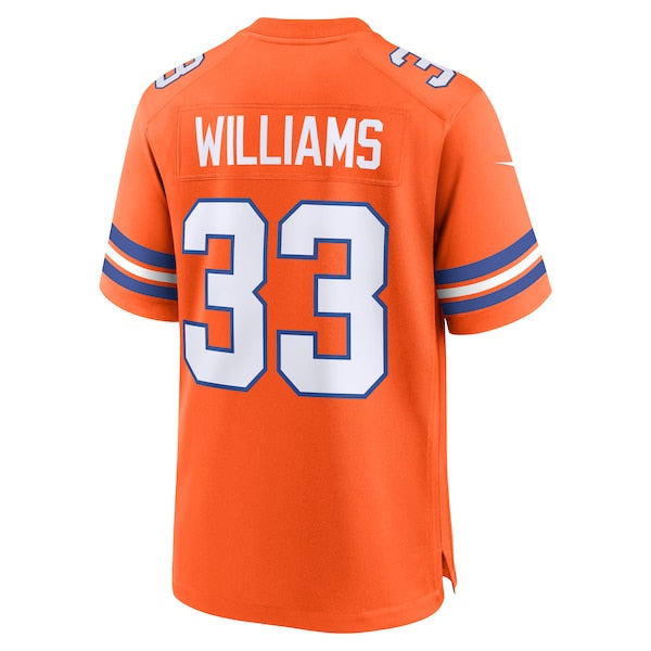Javonte Williams Denver Broncos Nike Mile High Collection 1977 Throwback Player Game Jersey - Orange - Image 3