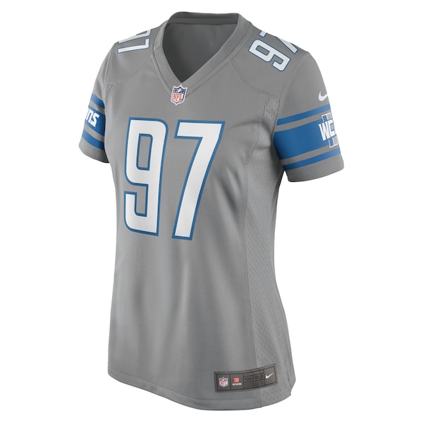 Aidan Hutchinson Detroit Lions Nike Women's Game Jersey - Silver/Blue - Image 3