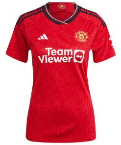 Alternative view of Manchester United adidas Women's 2023/24 Home Replica Jersey - Red