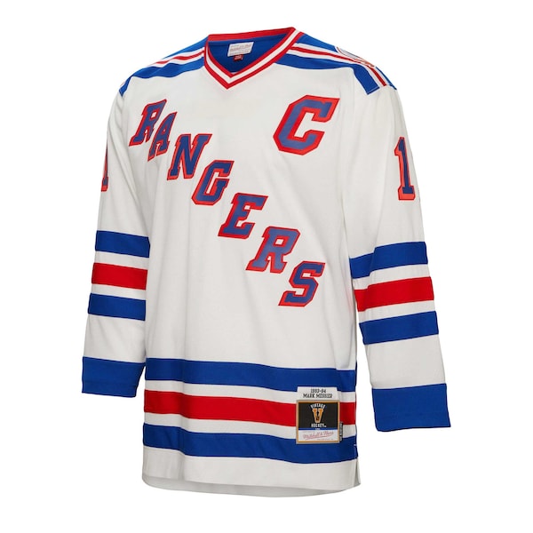 Mark Messier New York Rangers Captain Patch 1993/94 Blue Line Player Jersey - White/Blue - Image 9
