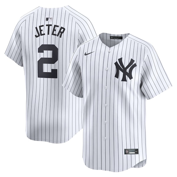 Derek Jeter New York Yankees Nike Home Limited Player Jersey - White/Gray - Image 2