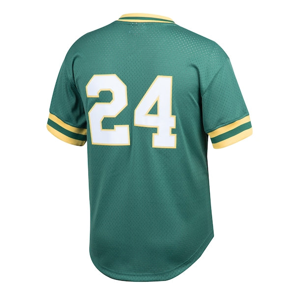 Rickey Henderson Athletics Youth Cooperstown Collection Mesh Batting Practice Jersey - Green - Image 3