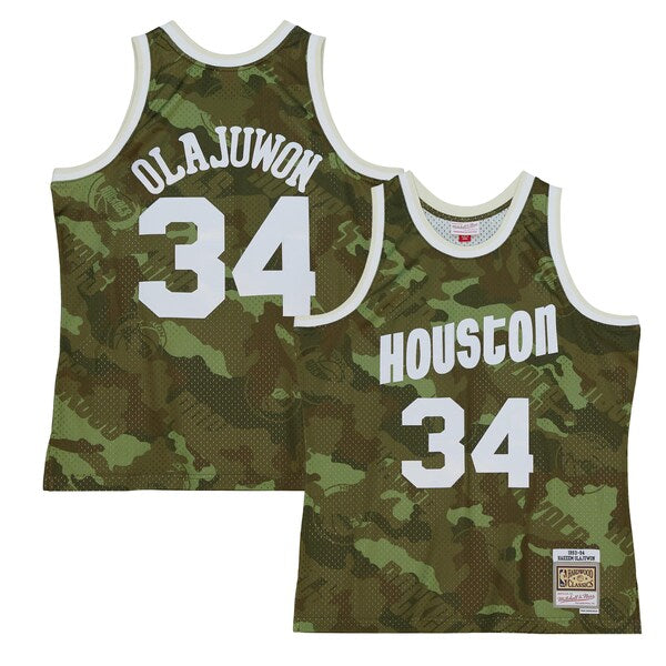 Hakeem Olajuwon Houston Rockets Hardwood Classics 1993/94 Ghost Green Swingman Jersey - Camo - Image 2
