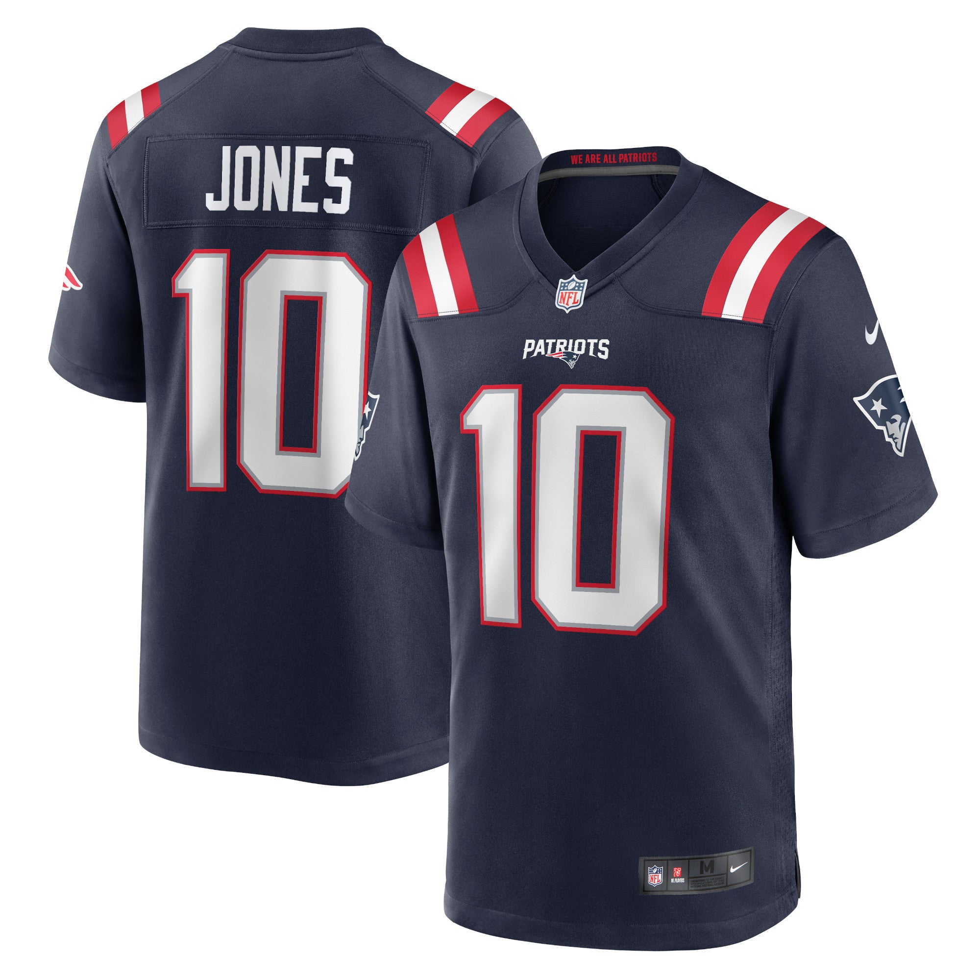 Mac Jones New England Patriots Nike Team Game Jersey - White/Navy - Image 6