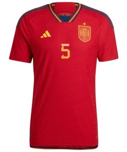 Alternative view of Sergio Busquets Spain National Team adidas 2022/23 Home Authentic Player Jersey - Red