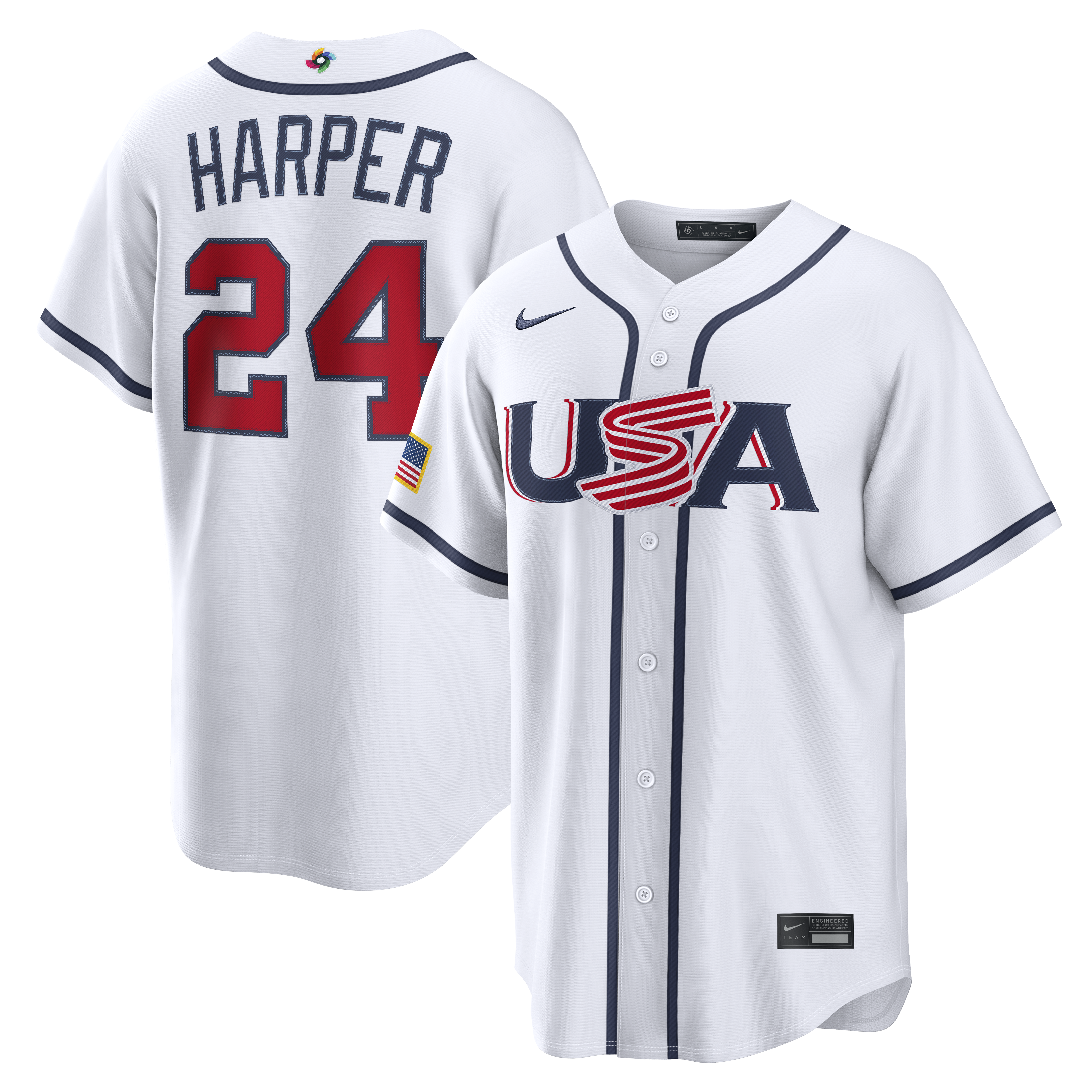 Men's USA Baseball Bryce Harper Nike 2026 World Baseball Classic Road Stadium Jersey - Navy/White - Image 5