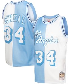 Shaquille O'Neal Los Angeles Lakers Big & Tall Hardwood Classics 1996/97 Split Swingman Jersey - Powder Blue/White