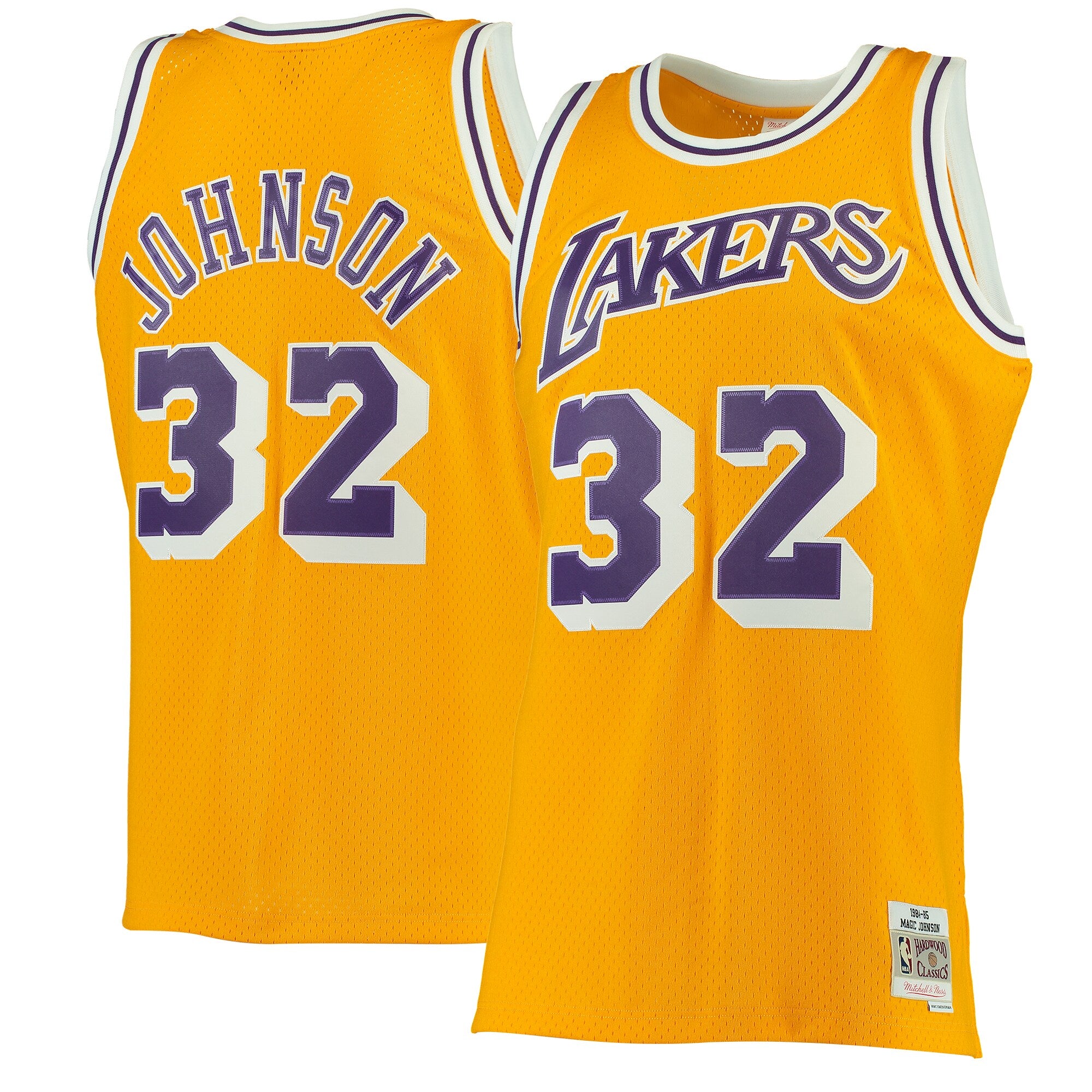 Magic Johnson Los Angeles Lakers 1984/85 Hardwood Classics Swingman Jersey - Purple/Gold - Image 5