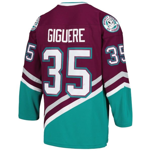 Jean-Sebastien Giguere Anaheim Ducks 2002/03 Blue Line Player Jersey - Purple - Image 3