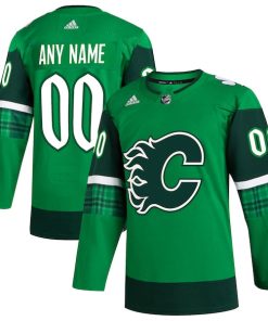 Calgary Flames adidas St. Patrick's Day Authentic Custom Jersey - Kelly Green