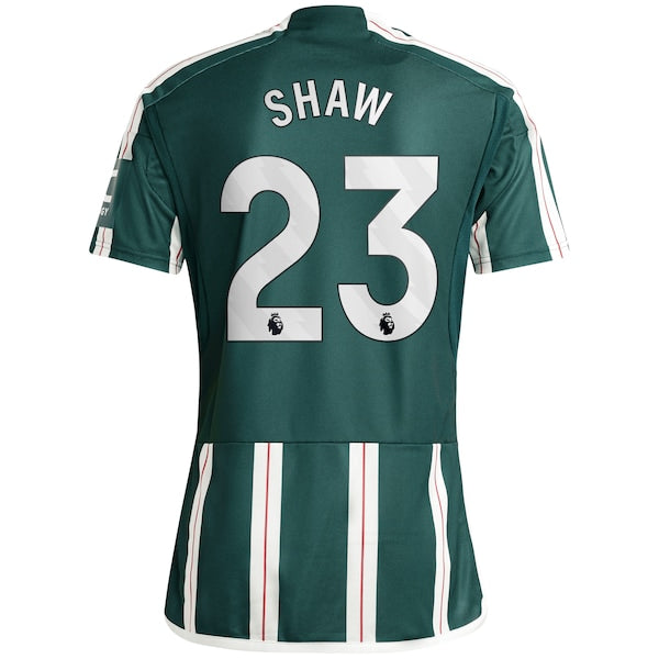 Luke Shaw Manchester United adidas 2023/24 Away Replica Player Jersey - Green/Red - Image 6