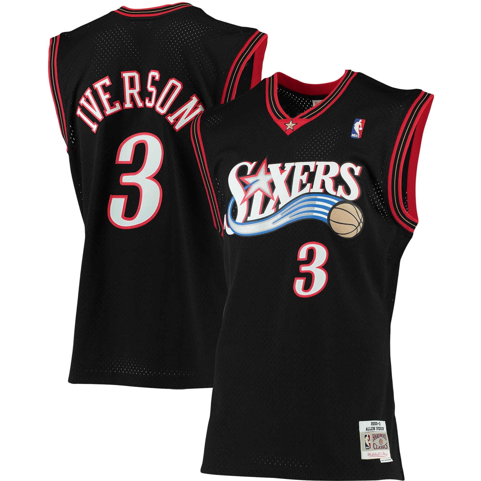 Allen Iverson Philadelphia 76ers 1996/97 Big & Tall Hardwood Classics Swingman Jersey - Red/Black/Royal/White - Image 8