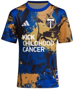Alternative view of Portland Timbers adidas Youth 2024 MLS Works Kick Childhood Cancer x Marvel Pre-Match Top - Royal