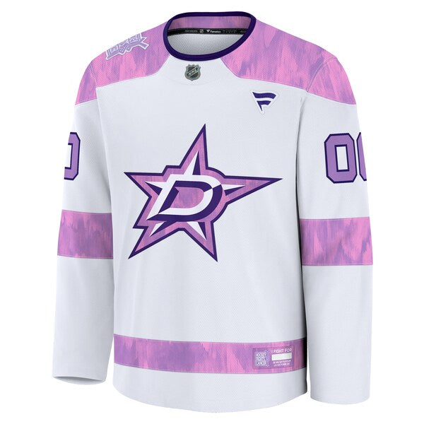 Dallas Stars 2024 Hockey Fights Cancer Custom Practice Jersey - White - Image 2