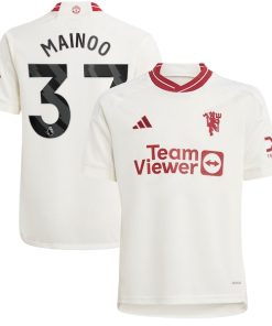 Kobbie Mainoo Manchester United adidas Youth 2023/24 Third Replica Player Jersey - White/Green
