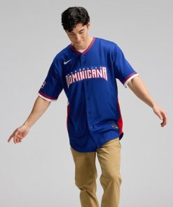 Alternative view of Dominican Republic Baseball Nike 2026 World Baseball Classic Road Stadium Jersey - Royal/White