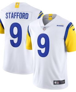 Alternative view of Matthew Stafford Los Angeles Rams Nike Alternate Vapor Limited Jersey - White/Cream/Royal