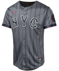 Alternative view of Francisco Lindor New York Mets Nike Youth 2024 City Connect Limited Player Jersey - Graphite