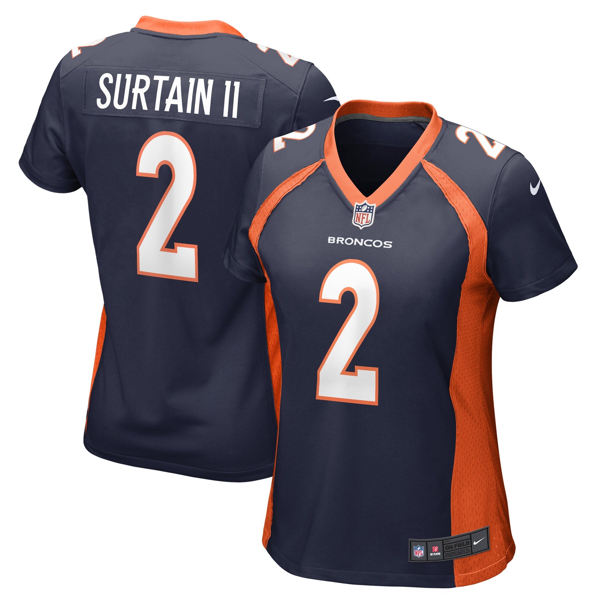 Patrick Surtain II Denver Broncos Nike Women's Game Jersey - Orange/Navy - Image 6