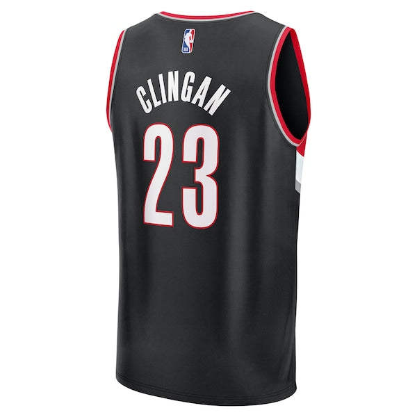 Donovan Clingan Portland Trail Blazers Youth 2024 NBA Draft Fast Break Player Jersey - Icon Edition - Black - Image 3
