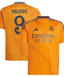 Kylian Mbapp¨¦ Los Merengues adidas Youth 2024/25 Away Replica Player Jersey - Orange