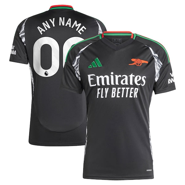 Arsenal adidas 2024/25 Away Replica Custom Jersey - Black/Red/Aqua - Image 2