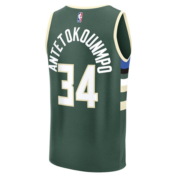 Giannis Antetokounmpo Milwaukee Bucks Youth Fast Break Replica Player Jersey - Icon Edition - Hunter Green - Image 3