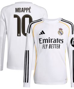 Kylian Mbapp¨¦ Los Merengues adidas Youth 2025/26 Home Replica Long Sleeve Player Jersey - White