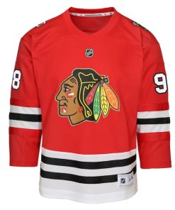 Alternative view of Connor Bedard Chicago Blackhawks Anniversary Centennial Replica Player Jersey Youth  Anniversary Centennial Replica Player Jersey - Red