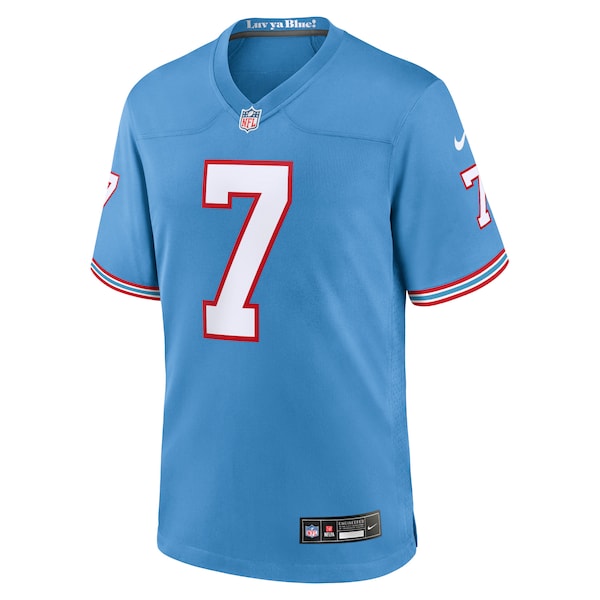 Malik Willis Tennessee Titans Nike Oilers Throwback Alternate Game Player Jersey - Light Blue/Navy - Image 3