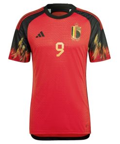 Alternative view of Romelu Lukaku Belgium National Team adidas 2022/23 Home Authentic Jersey - Red