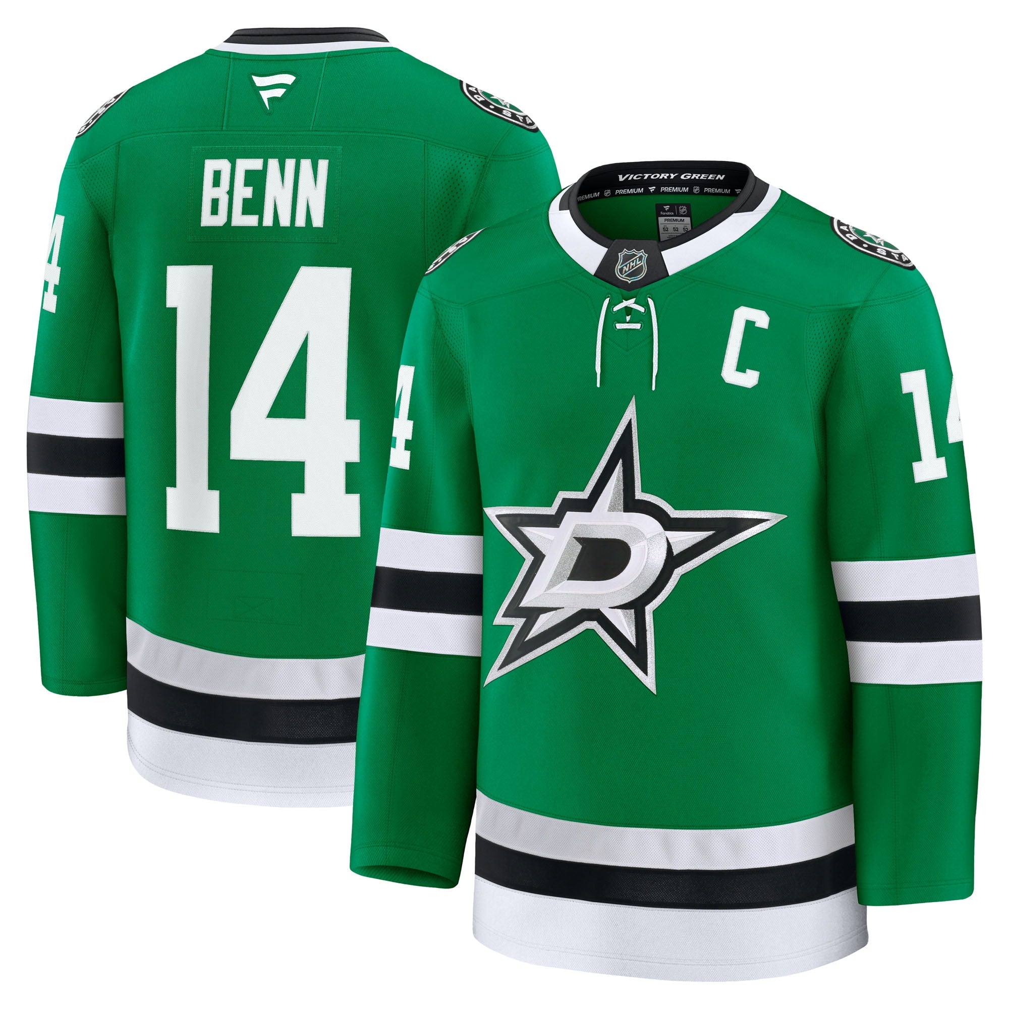 Jamie Benn Dallas Stars Alternate Premium Jersey - Black/Kelly Green - Image 9