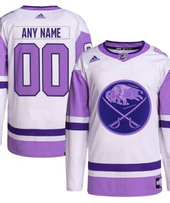 Buffalo Sabres adidas Hockey Fights Cancer Primegreen Authentic Custom Jersey - White/Purple