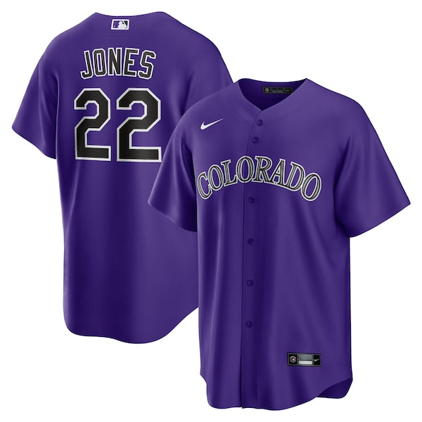 Nolan Jones Colorado Rockies Nike Alternate Replica Jersey - Purple/White - Image 2